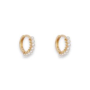 Elegant Gold Pearl Hoop Earrings